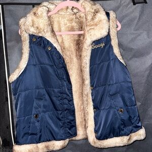 COOGI Navy and Cream Faux Fur Vest